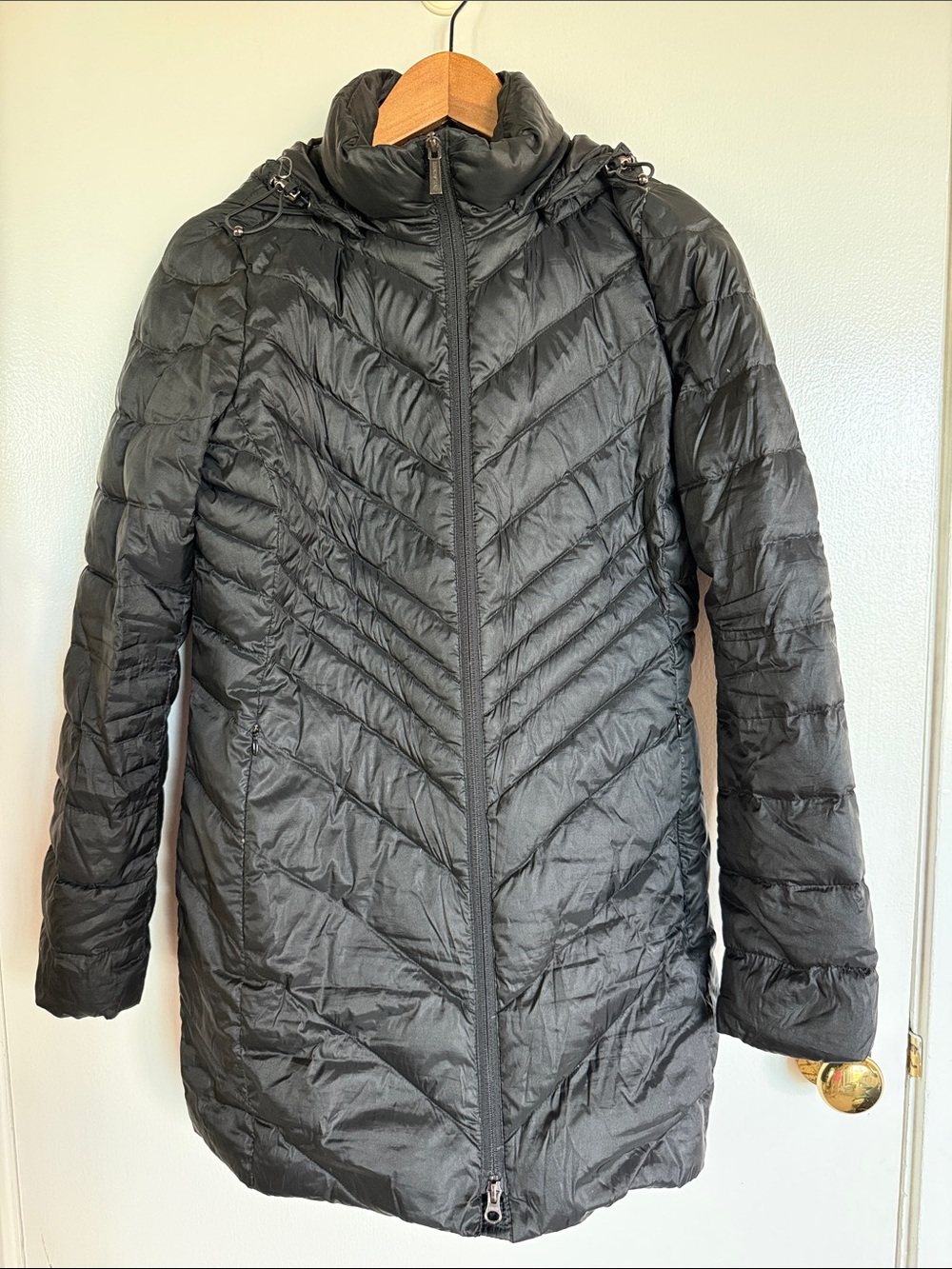 Lands End Women's Black Quilted Hooded Puffer Coat